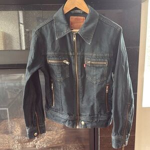 Levi’s men’s petrol blue slim fit jean motorcycle jacket size small